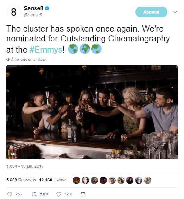Le tweet du compte of de Sense8 ))